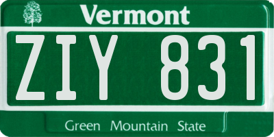 VT license plate ZIY831