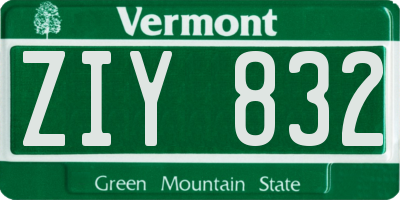 VT license plate ZIY832