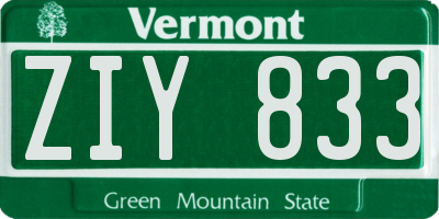 VT license plate ZIY833