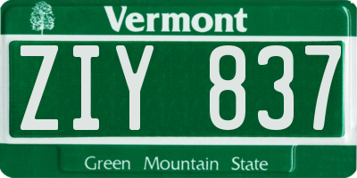 VT license plate ZIY837