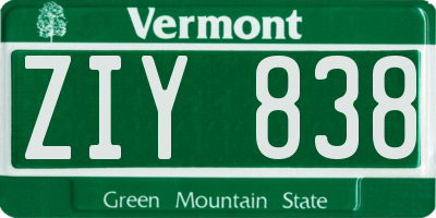 VT license plate ZIY838
