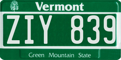 VT license plate ZIY839