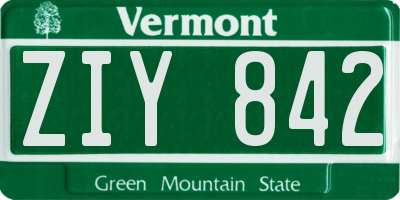 VT license plate ZIY842
