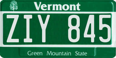VT license plate ZIY845