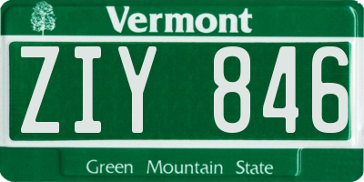 VT license plate ZIY846
