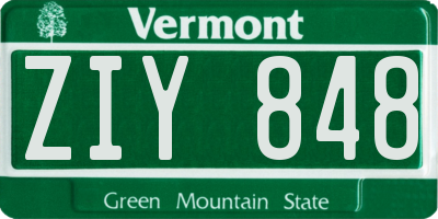 VT license plate ZIY848