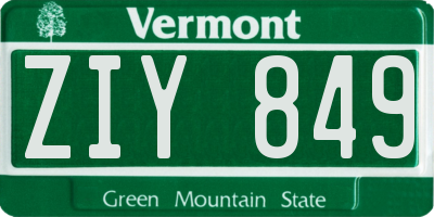 VT license plate ZIY849