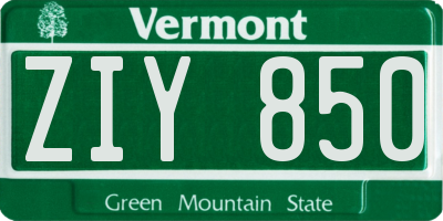 VT license plate ZIY850