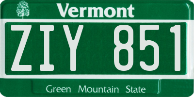 VT license plate ZIY851