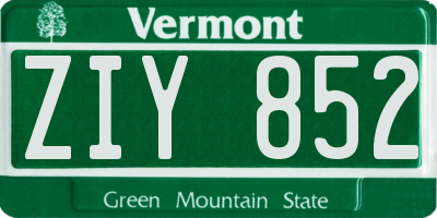 VT license plate ZIY852