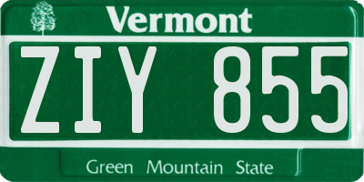 VT license plate ZIY855
