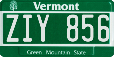VT license plate ZIY856