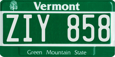 VT license plate ZIY858