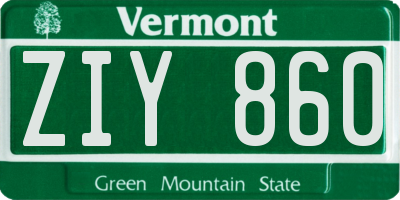 VT license plate ZIY860