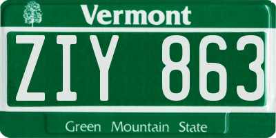 VT license plate ZIY863