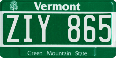 VT license plate ZIY865