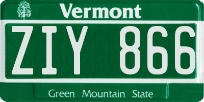 VT license plate ZIY866