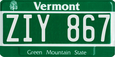 VT license plate ZIY867