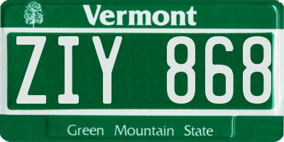 VT license plate ZIY868