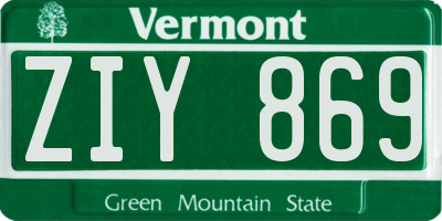VT license plate ZIY869
