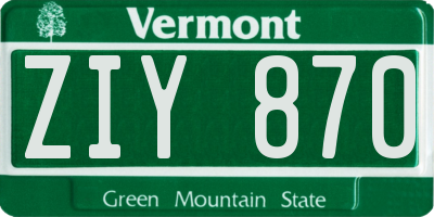 VT license plate ZIY870