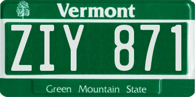 VT license plate ZIY871