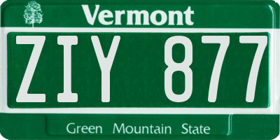 VT license plate ZIY877