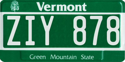 VT license plate ZIY878