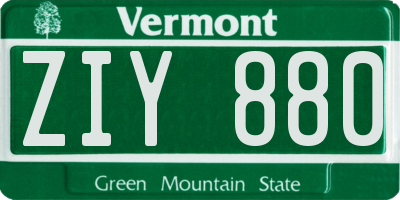 VT license plate ZIY880