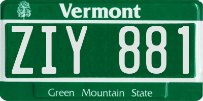 VT license plate ZIY881