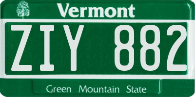VT license plate ZIY882