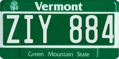 VT license plate ZIY884