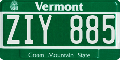 VT license plate ZIY885