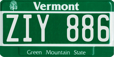 VT license plate ZIY886
