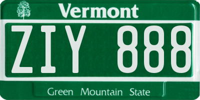 VT license plate ZIY888