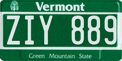 VT license plate ZIY889