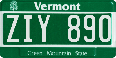 VT license plate ZIY890