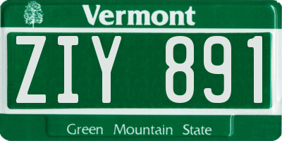 VT license plate ZIY891
