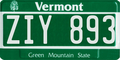 VT license plate ZIY893