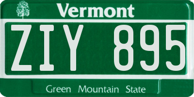 VT license plate ZIY895