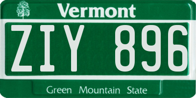 VT license plate ZIY896