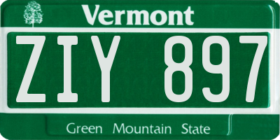 VT license plate ZIY897