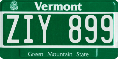 VT license plate ZIY899