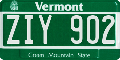 VT license plate ZIY902