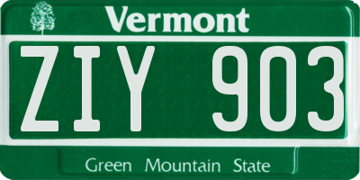 VT license plate ZIY903
