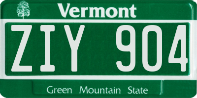 VT license plate ZIY904