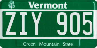 VT license plate ZIY905