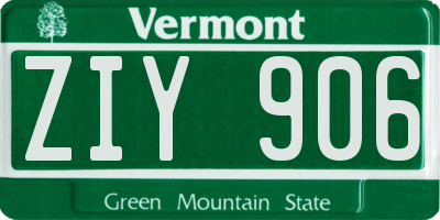 VT license plate ZIY906