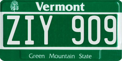 VT license plate ZIY909