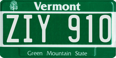 VT license plate ZIY910